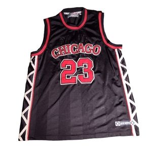 212 NPC Mens Black Chicago Bulls 23 NBA Basketball Pullover Jersey Size L Black